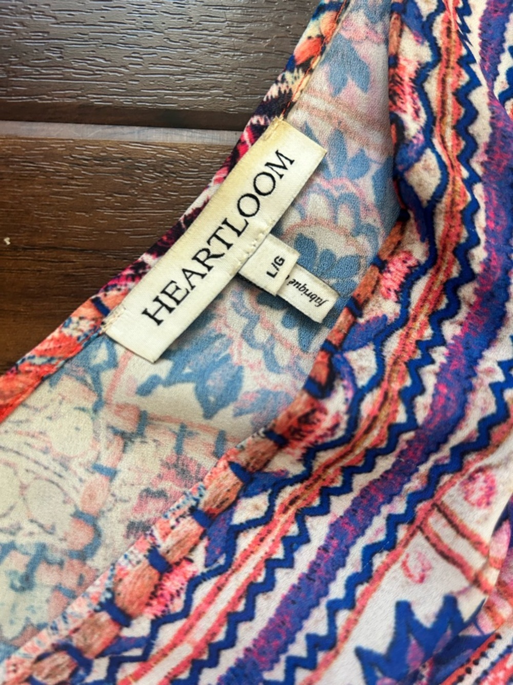 Heartloom Coral & Blue Printed Sleeveless V-Neck Romper with Back Tie - Picture 14 of 16